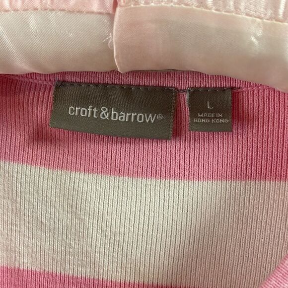 Croft and Barrow Preppy 3/4 Sleeve Sweater Pink and White Striped, Size Large - Picture 4 of 7
